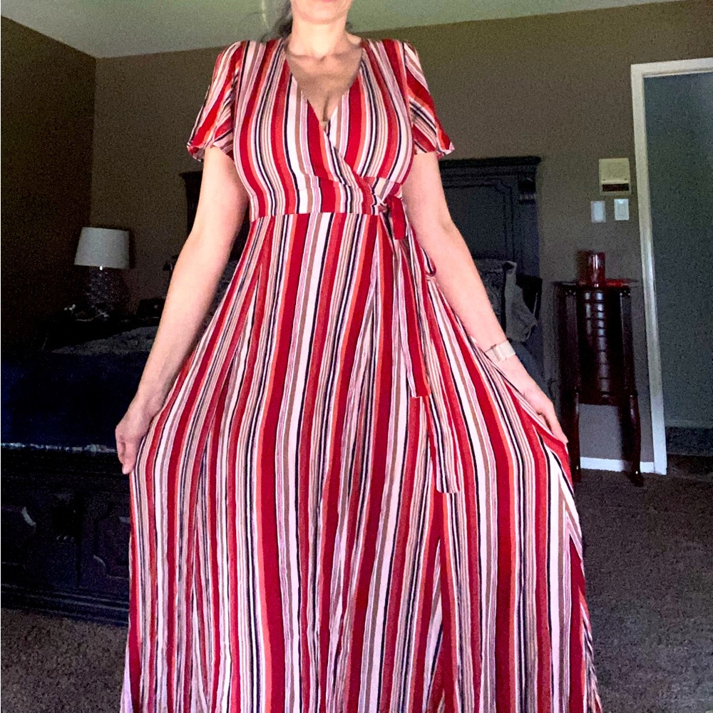 Small Red striped Maxi dress